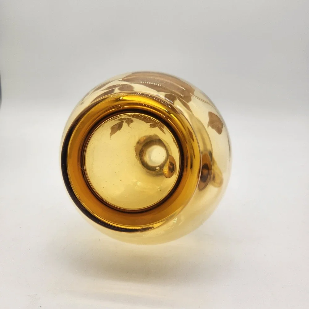 Vintage Moser MCM Limited Edition Amber Glass Decanter Gold Overlay Rose Floral‎
